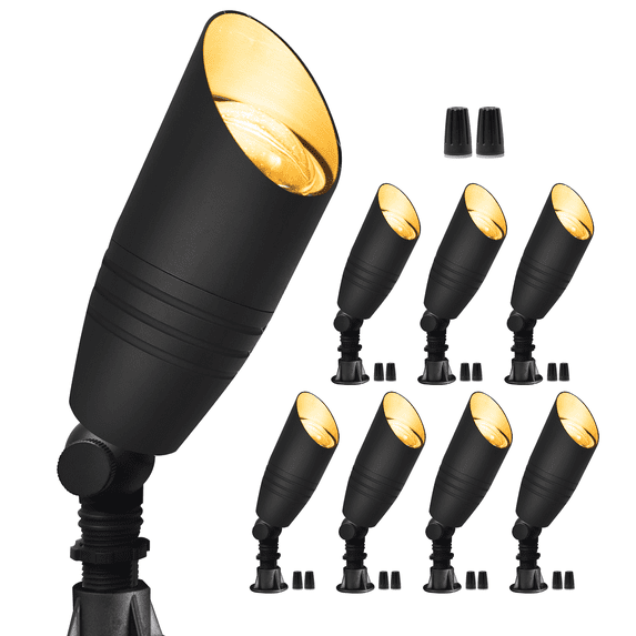 Gardenreet Brass Landscape Lighting Black, Outdoor 12V Low Voltage Landscape Lights Bronze UpLights Waterproof for Garden Yard House Wall Without MR16 Bulb(8 Pack)