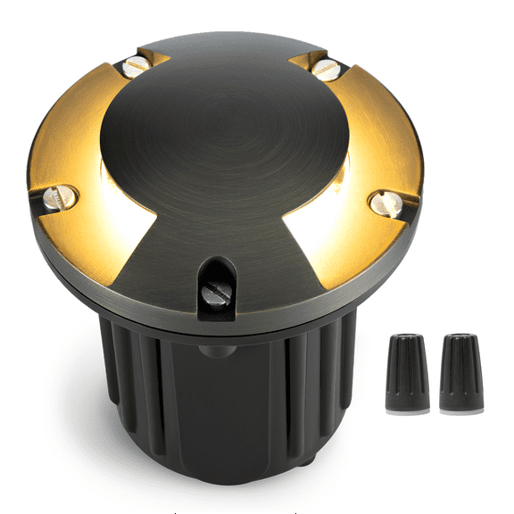 Gardenreet Brass Low Voltage Landscape In Ground Lights,12V LED Outdoor Landscape Lighting Well Lights for Garden, Pathway Without MR16 Bulb(Two-Direction Turret)