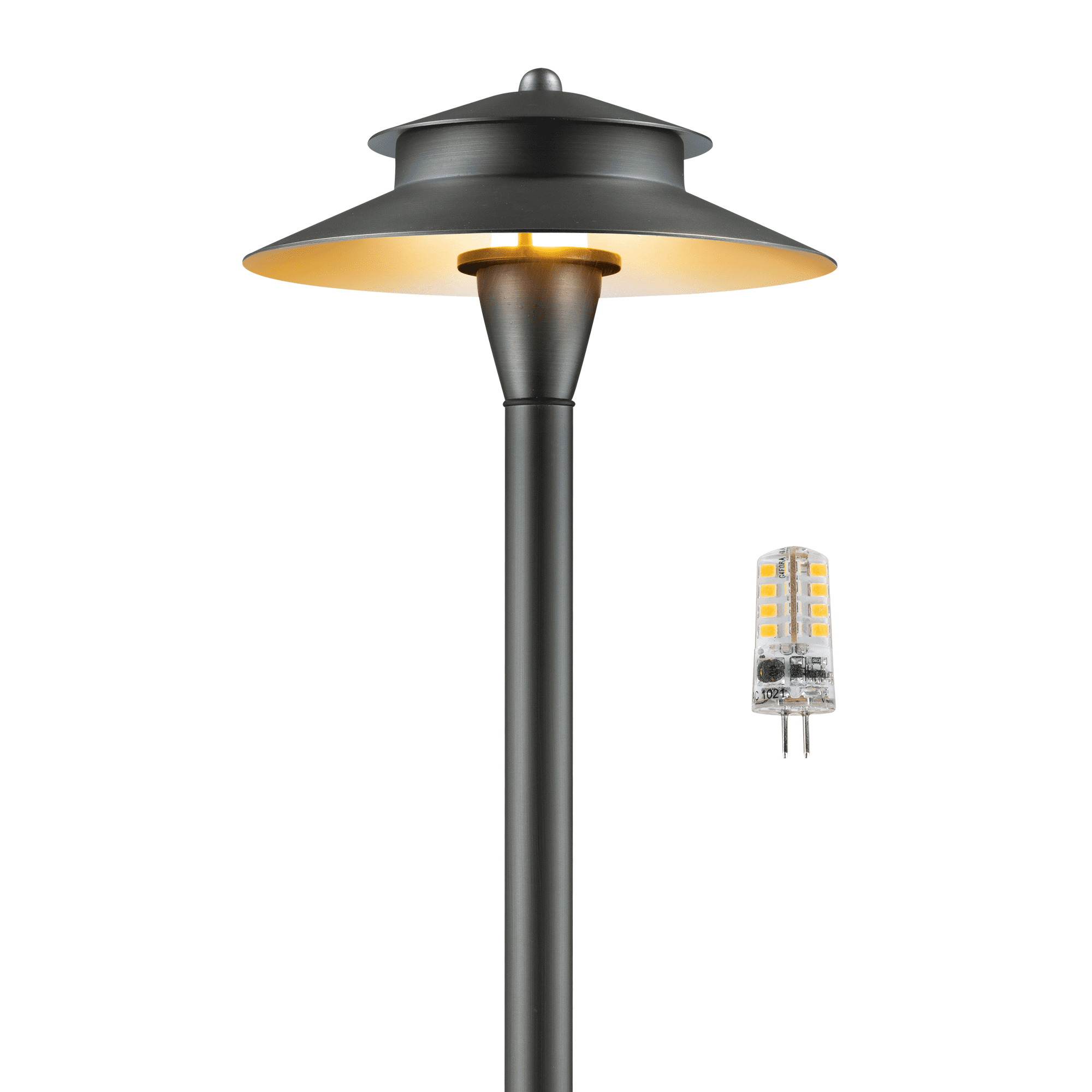 Gardenreet Brass Low Voltage Pathway Lights, 12V Outdoor LED Landscape Path Lights(Double Hat) for Walkway Driveway Garden Yard with 3W 2700K Warm White LED G4 Bulb