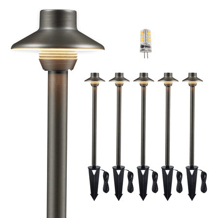 Gardenreet Brass Low Voltage Pathway Lights, 12V Outdoor LED Landscape Path Lights(Mini) for Walkway Driveway Garden Yard with 3W 2700K Warm White LED G4 Bulb(6 Pack)