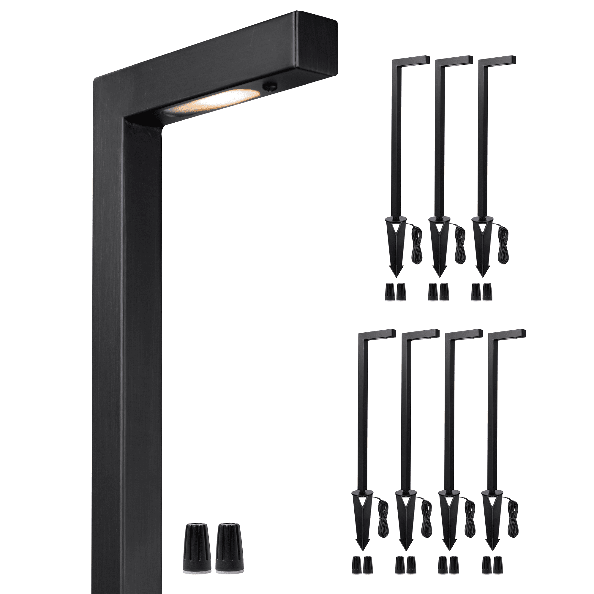 Gardenreet Brass Low Voltage Pathway Lights Black, Outdoor LED 12V Landscape Path Lights(L) for Walkway Driveway Garden Yard Without G4 Bulb(8 Pack)