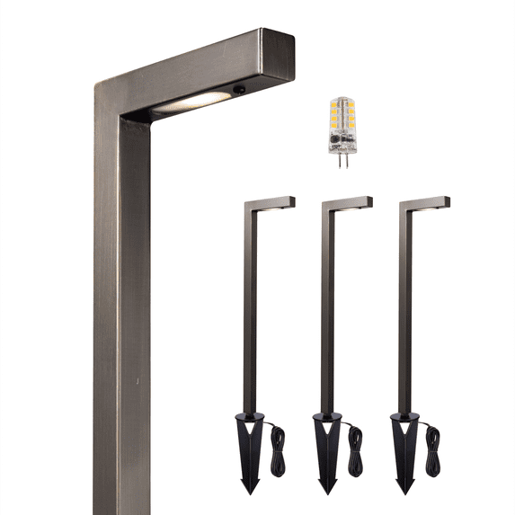 Gardenreet Brass Low Voltage Pathway Lights, Outdoor LED 12V Landscape Path Lights(L) for Walkway Driveway Garden Yard with 3W 2700K Warm White LED G4 Bulb(4 Pack)