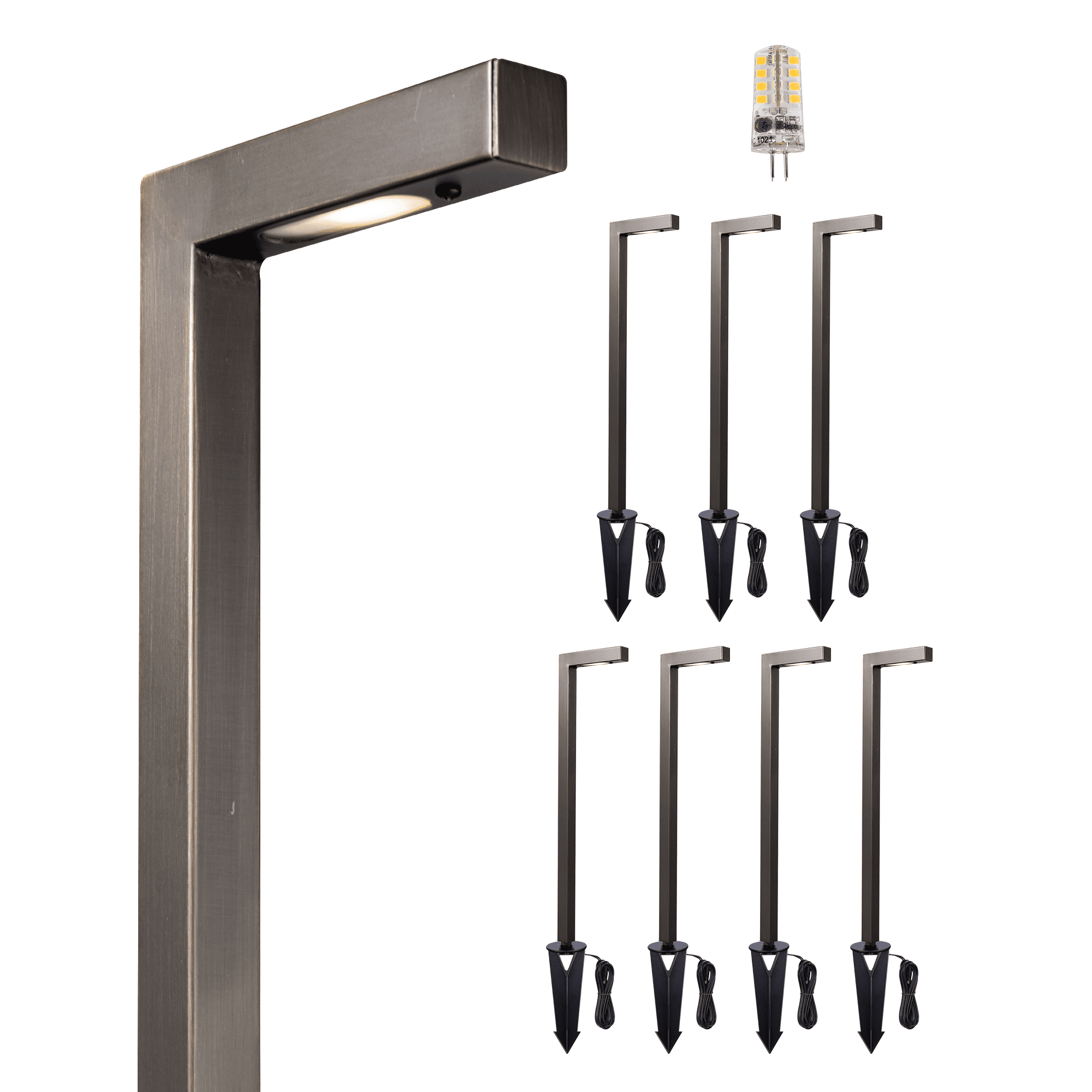 Gardenreet Brass Low Voltage Pathway Lights, Outdoor LED 12V Landscape Path Lights(L) for Walkway Driveway Garden Yard with 3W 2700K Warm White LED G4 Bulb(8 Pack)