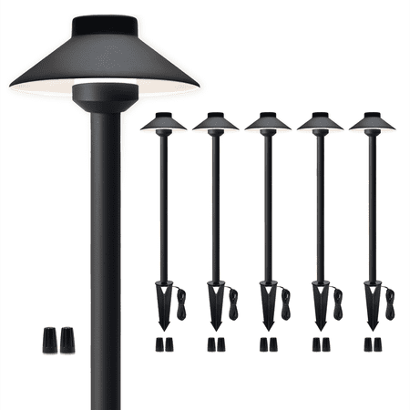 Gardenreet Brass Pathway Lights Black, Low Voltage LED Landscape Path Lights, 12V Outdoor Waterproof Landscape Lighting(Hat) for Walkway Driveway Garden Yard Without G4 Bulb(6 Pack)
