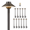 thumbnail image 1 of Gardenreet Brass Pathway Lights, Low Voltage LED Landscape Path Lights, 12V Outdoor Waterproof Landscape Lighting(Hat) for Walkway Driveway Garden with 3W 2700K Warm White LED G4 Bulb(12 Pack), 1 of 7