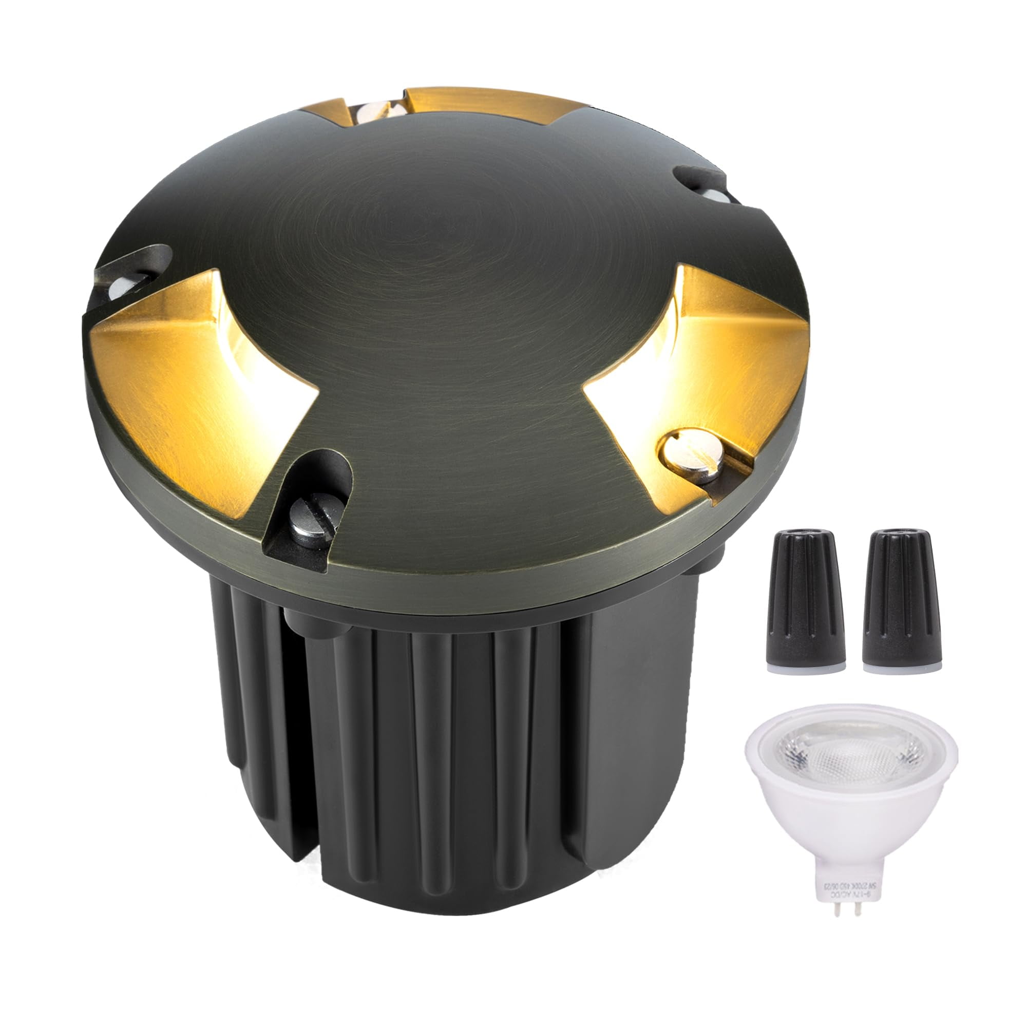 Gardenreet Landscape Well Lights AIF4 Brass, LED Low Voltage In Ground ...