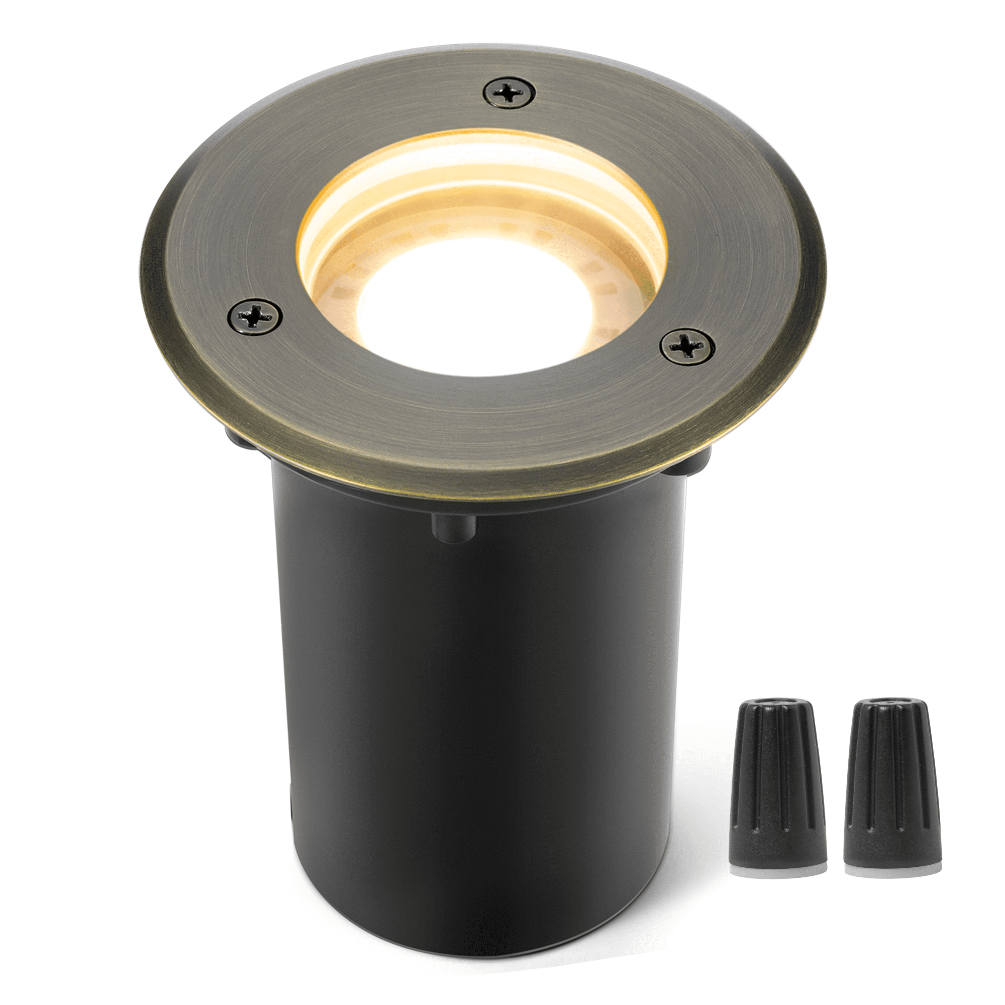 Gardenreet Low Voltage Well Lights, Brass Waterproof 12V LED Outdoor Landscape Lighting In Ground Lights for Stair, Deck, Pool Without MR16 Bulb(Small)