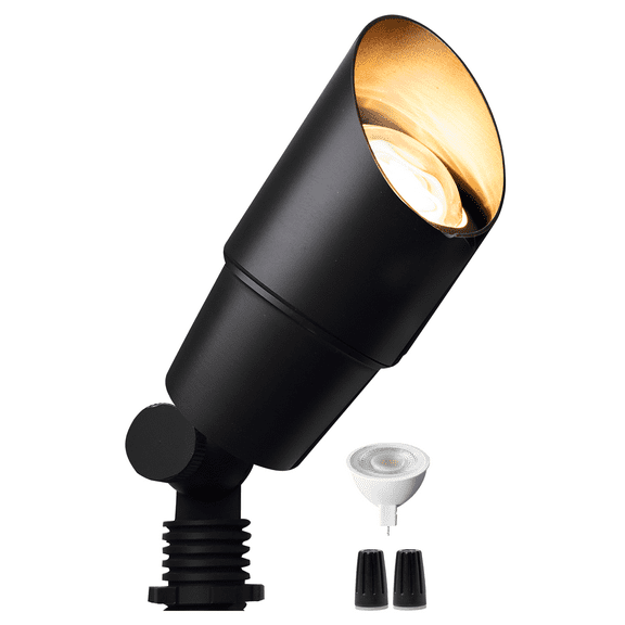 Gardenreet Mini Solid Brass Landscape Spotlight Black,12V Low Voltage Uplight Outdoor LED Landscape Light Fixture With Bulb
