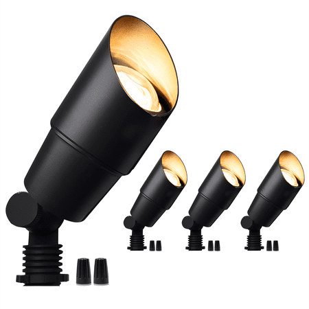 Gardenreet Mini Solid Brass Landscape Spotlight Black,12V Low Voltage Uplight Outdoor LED Landscape Light Fixture Without Bulb(4 Pack)