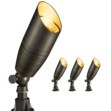 Gardenreet Solid Brass Landscape Spotlight,12V Low Voltage Uplight Outdoor LED Landscape Light Fixture Without Bulb(4 Pack)