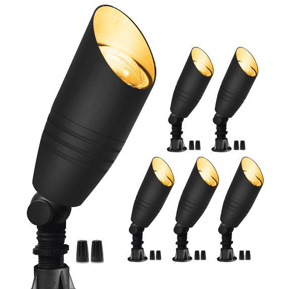 Gardenreet Solid Brass Landscape Spotlights, 12V Low Voltage Landscape Lights Black, Outdoor Bronze Spot Lights Waterproof Fixture Without MR16 Bulb(6 Pack)