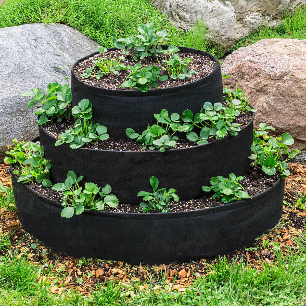 Gardens Alive! Geo-Textile Grow Tub 3-Tiered Strawberry Planter - Hold 25+ Plants - 24 In tall x 36 In Diameter - image 1 of 3