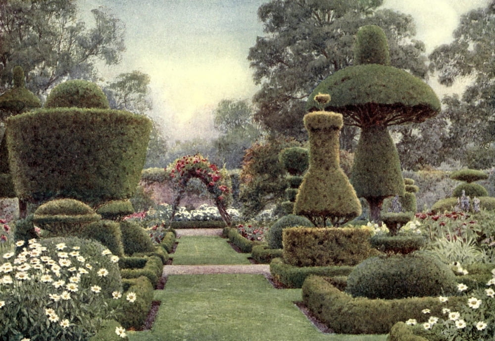 Gardens in Northern Counties 1911 Levens Hall Westmoreland Canvas Art - Ernest A Rowe (18 x 24)