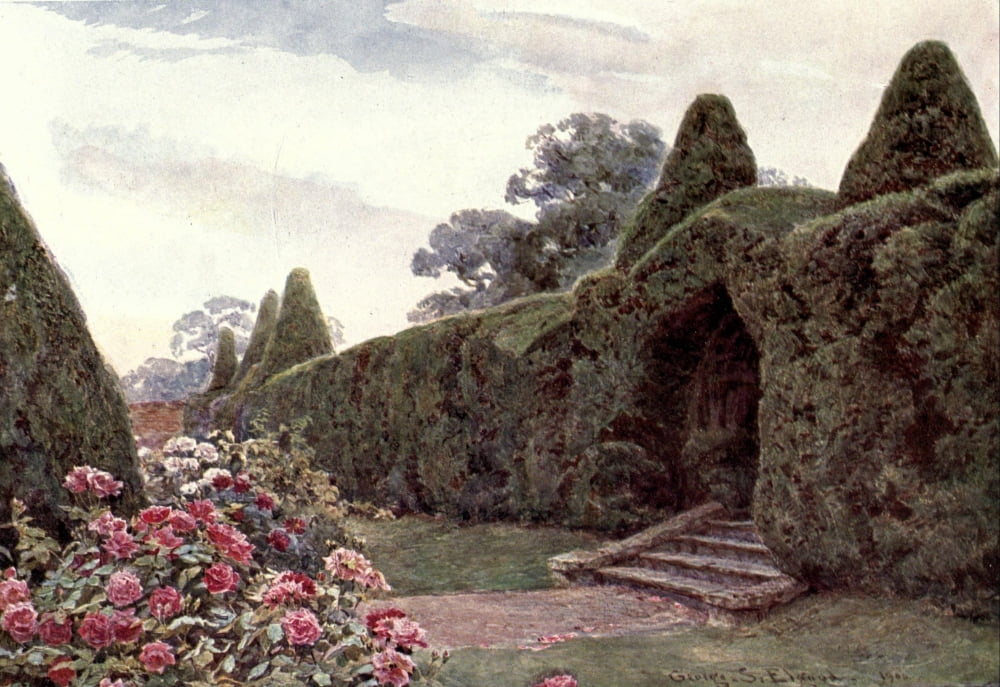 Gardens in Southern & Western Counties 1907 Yew Arch at Brickwall Canvas Art - George S Elgood (18 x 24)