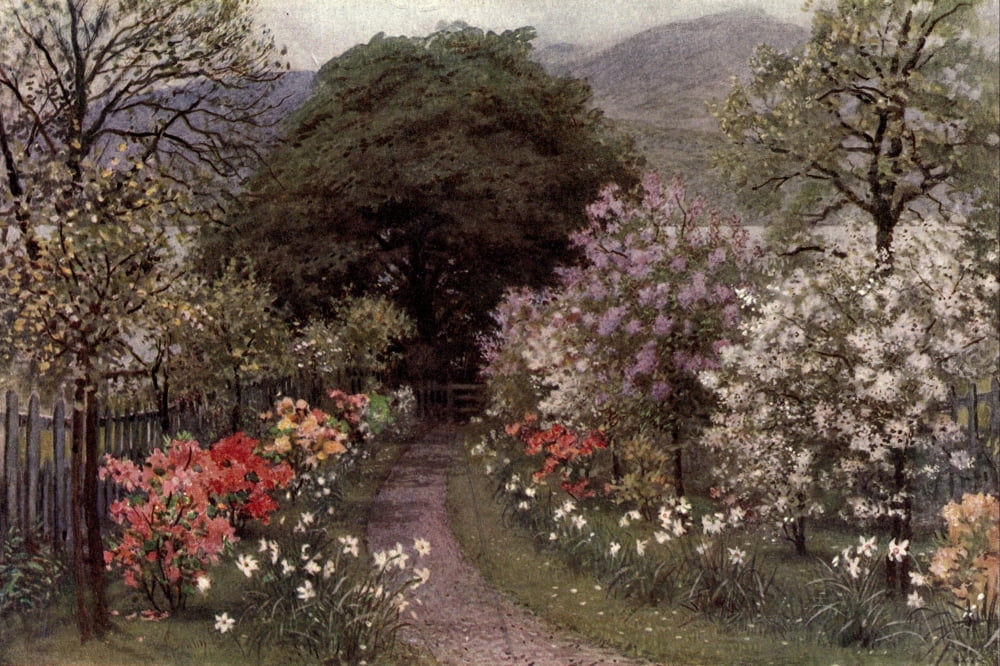 Gardens in the Northern Counties 1911 Lake at Brantwood Lancs Canvas Art - Arthur Severn (18 x 24)