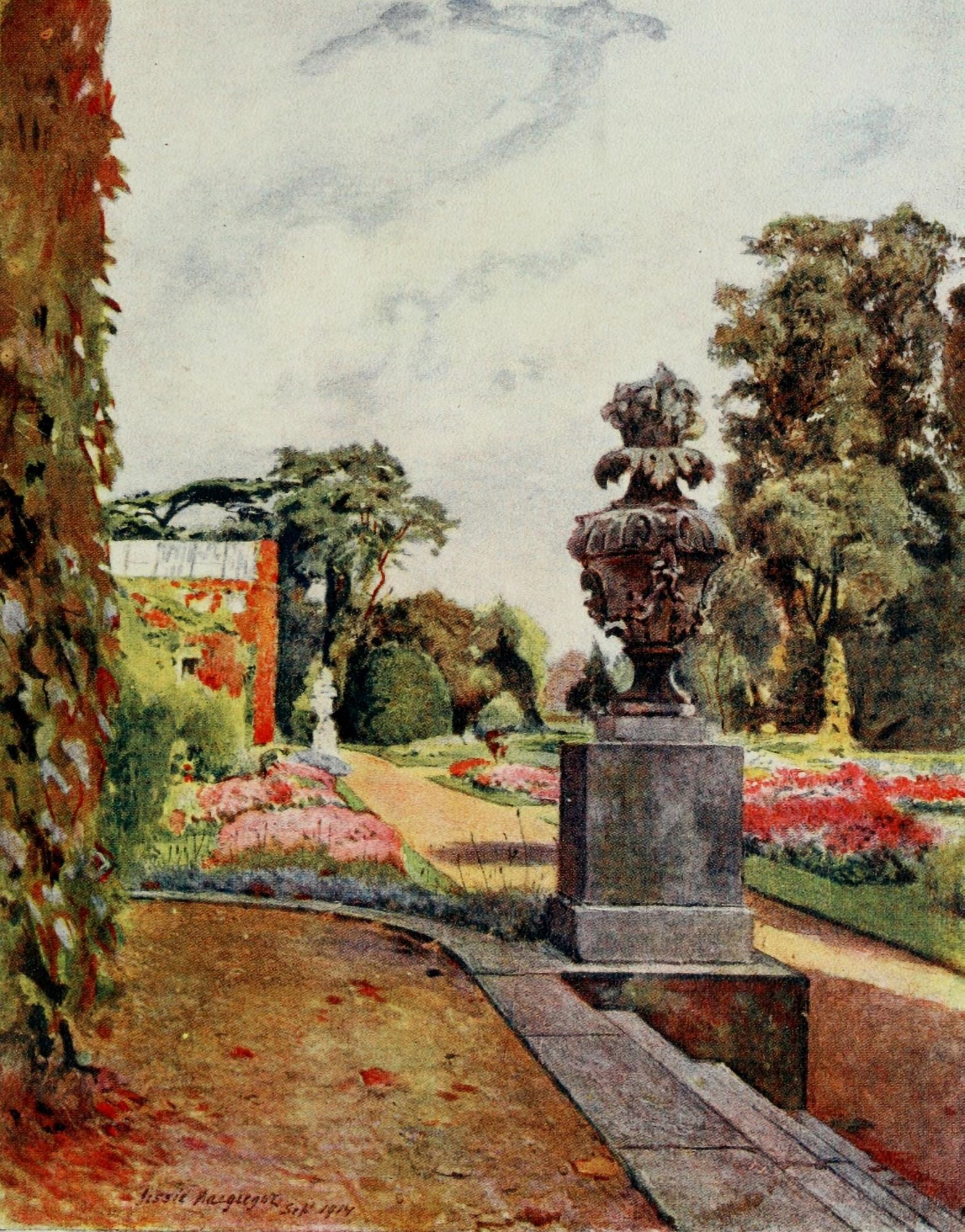 Gardens of Celebrities 1918 Sion looking towards Thames Canvas Art - J MacGregor (24 x 36)