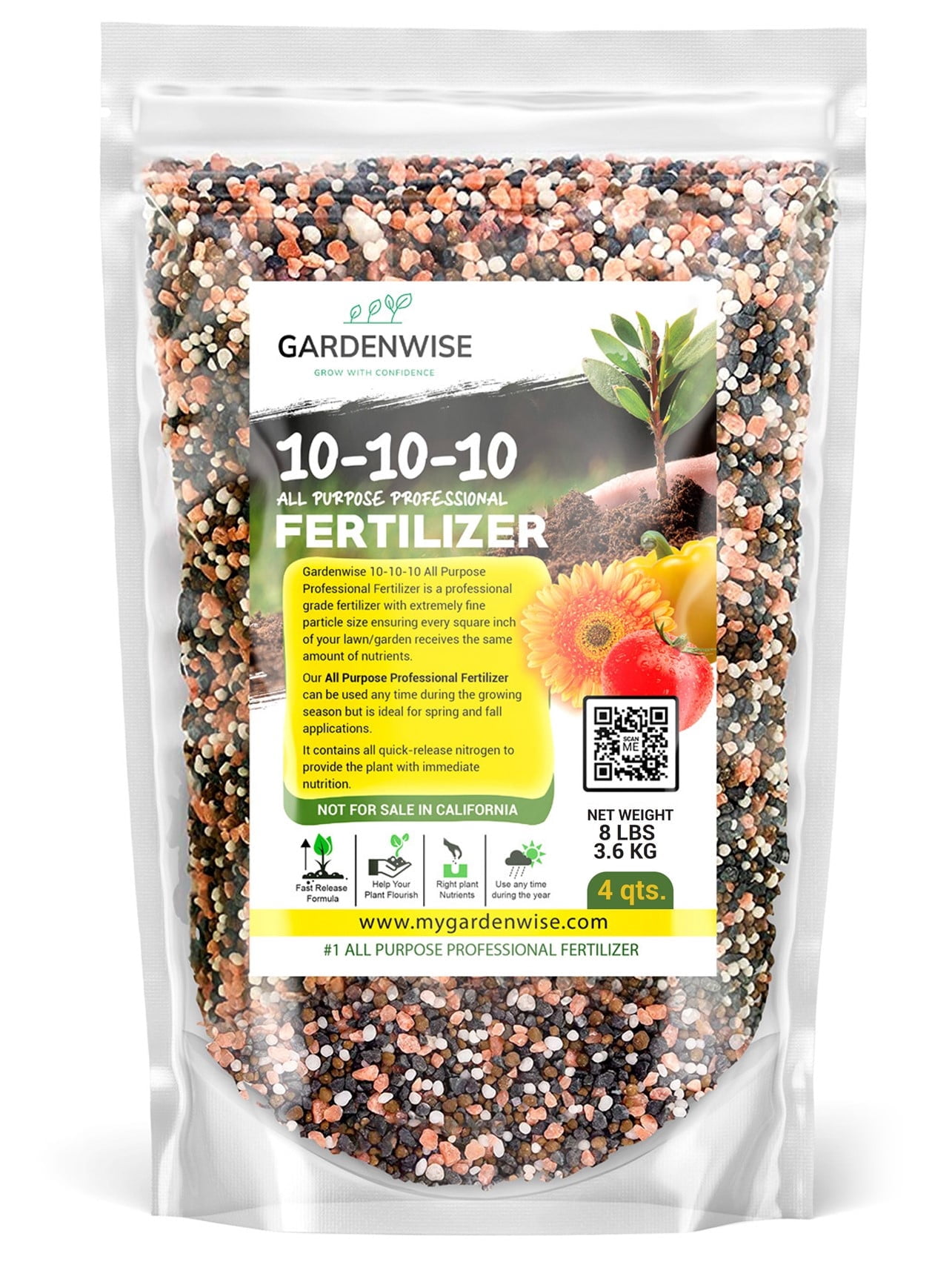 Gardenwise 10-10-10 All-Purpose Fertilizer for Indoor/Outdoor Plants, Trees, and Lawns