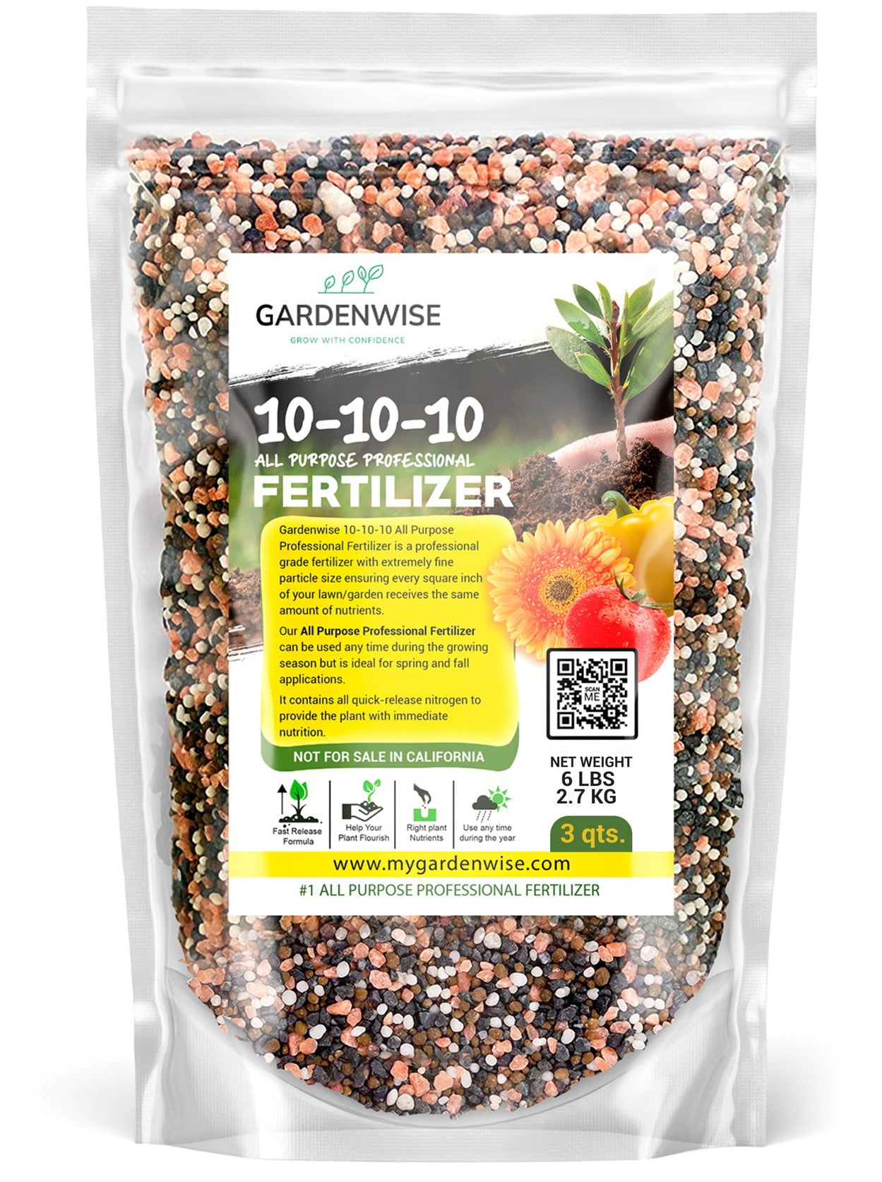 Gardenwise 10-10-10 All-Purpose Fertilizer for Indoor/Outdoor Plants, Trees, and Lawns