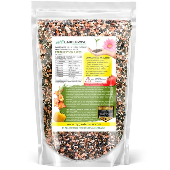 Gardenwise 10-10-10 All-Purpose Fertilizer for Indoor/Outdoor Plants, Trees, and Lawns