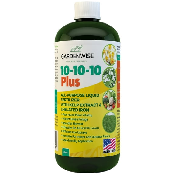 Gardenwise 10-10-10 Liquid Fertilizer Plant Food Kelp & Iron for All Indoor Outdoor Plants
