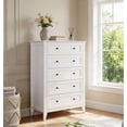 thumbnail image 1 of Garderth 5 Drawer Dresser,Farmhouse Tall Dresser For Bedroom,Wood Chest Of Drawers,Vertical Dresser Storage Organizer With Gold Handles & Deep Drawers For Living Room Closet Hallway, 1 of 8
