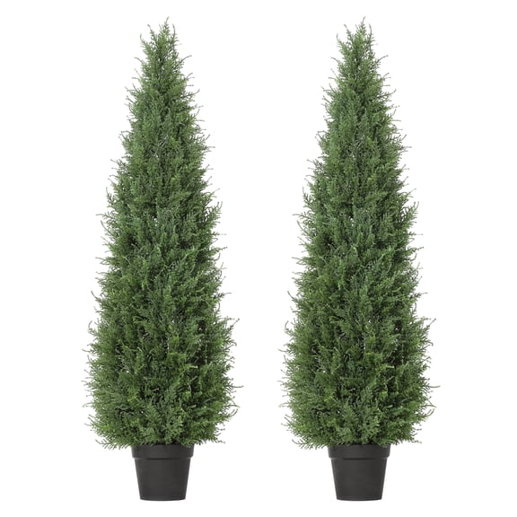 Garderth Artificial Cedar Topiary Tree,Outdoor Artificial Topiary Cedar Tree,Faux Pine Shrubs,Fake Plant With Pot,UV Resistant Fake Bushes For Porch Garden Wedding Decor,2 Pack