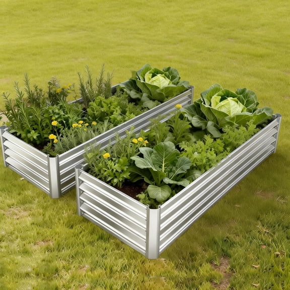 Garderth Galvanized Raised Garden Bed With Cover,Outdoor Metal Planter Box,Clear Top Cover With 2 Screen Windows,Mini Greenhouse For Vegetables Flowers And Fruits
