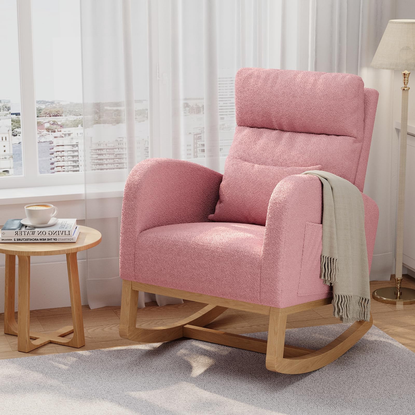 Garderth Nursery Rocking Chair With/Without Footrest,Modern Glider Rocking Chair With Side Pockets And Pillow,Accent Armchair,Nursery Chair For Living Room Bedroom Nursing Room