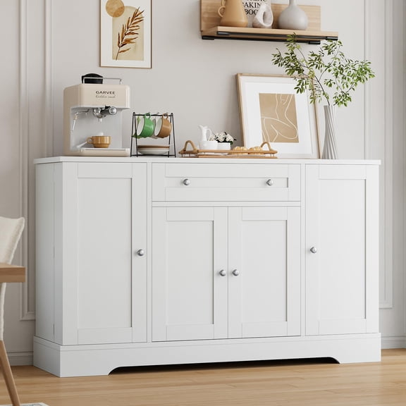 Garderth Sideboard Buffet Cabinet With Storage,Large Wood Buffet Table,Modern Console Table,Accent Coffee Bar Cabinet With Drawer,Shelves & Doors For Dining Living Room Kitchen