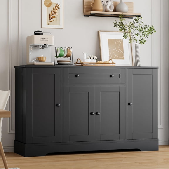 Garderth Sideboard Buffet Cabinet With Storage,Large Wood Buffet Table,Modern Console Table,Accent Coffee Bar Cabinet With Drawer,Shelves & Doors For Dining Living Room Kitchen