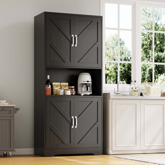 Garderth Tall Kitchen Pantry Storage Cabinet,70" Pantry Cabinet,Wood Farmhouse Food Pantry With Door And Adjustable Shelves,Freestanding Cupboard For Dining Living Room