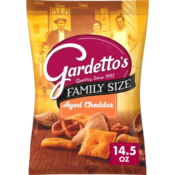 Gardetto's Snack Mix, Aged Cheddar, Family Size Pub and Party Mix, 14.5 oz Bag