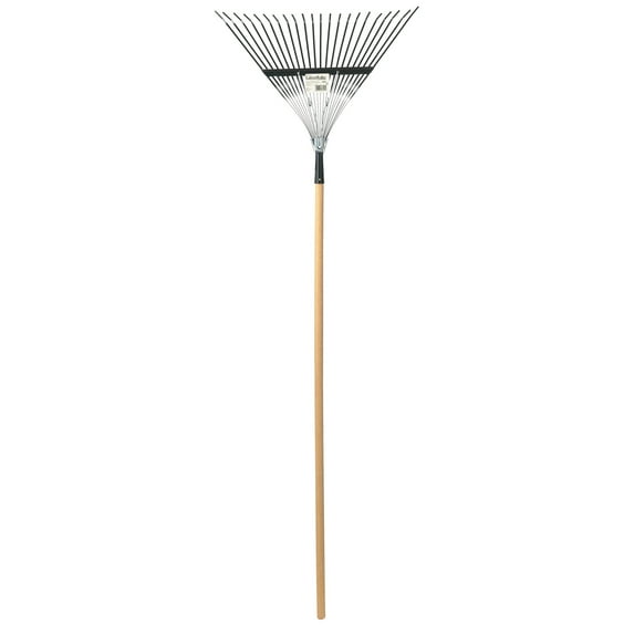 Gardex Steel 22-Tine Coil-Spring Leaf & Lawn Rake with 48" Wood Handle