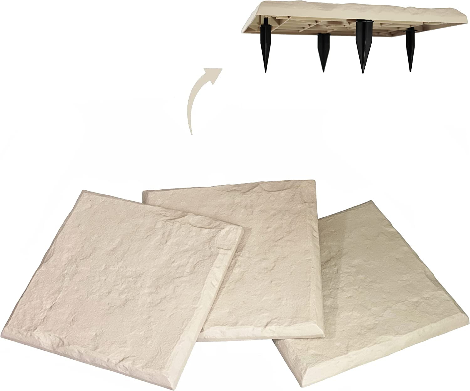 Gardien 15.5” Outdoor Decorative Stepping Stones with Ground Stakes - Beige Limestone Color