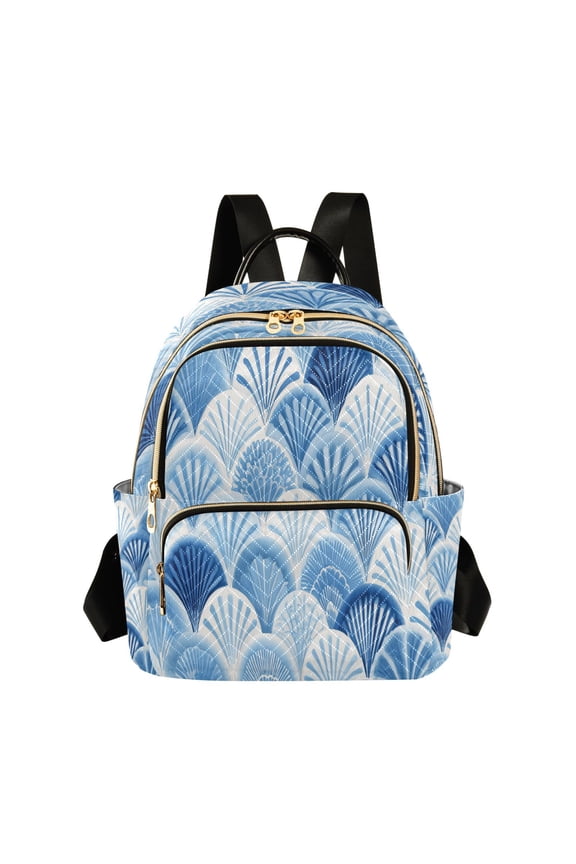 Gardient Blue Watercolor Mermaid Scale Quilted Backpack Fashion Daypack Commuter Bag for Women 8.5 L