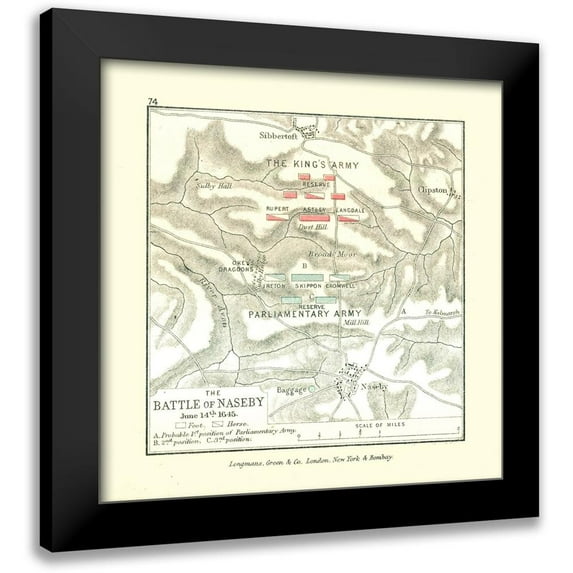Gardiner 15x15 Black Modern Framed Museum Art Print Titled - Battle of Naseby 1645 England - Gardiner 1902