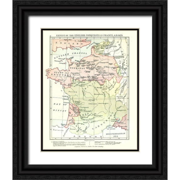 Gardiner 15x18 Black Ornate Wood Framed with Double Matting Museum Art Print Titled - English Possessions France 1429 France