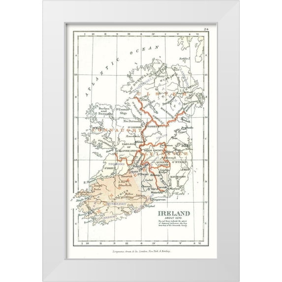 Gardiner 17x24 White Modern Wood Framed Museum Art Print Titled - Ireland 1570 - Gardiner 1902