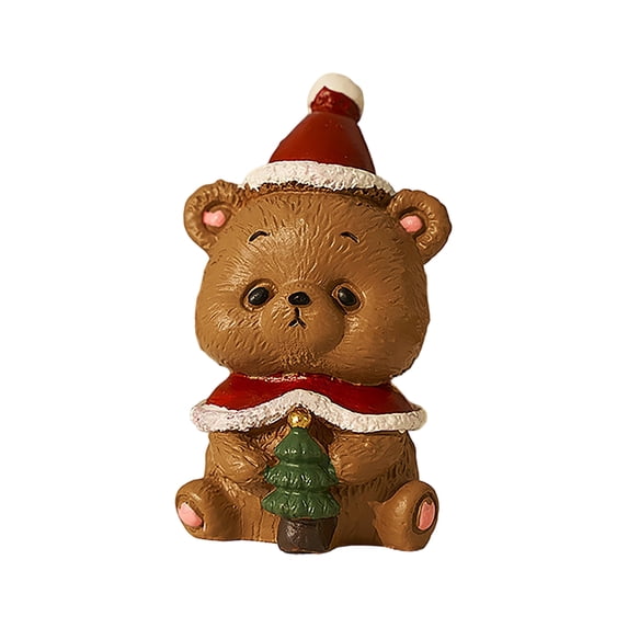 Gardjoe 5 Piece Christmas Resin Figurine Gift Box Set with Santa Snowman Bear Reindeer and Tree for Holiday Tabletop Shelf and Tree Display
