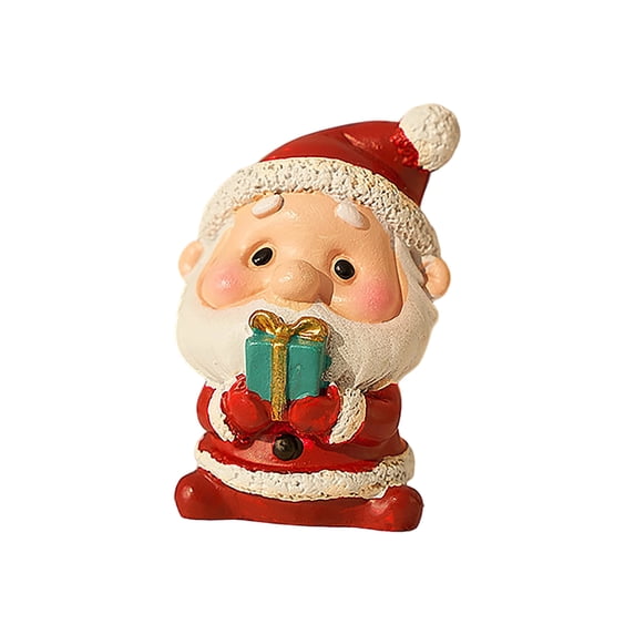 Gardjoe 5 Piece Christmas Resin Figurine Gift Box Set with Santa Snowman Bear Reindeer and Tree for Holiday Tabletop Shelf and Tree Display
