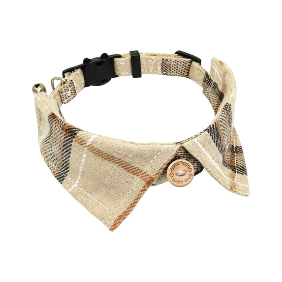 Gardjoe British Plaid Bow Tie Cat Collar with Gentleman Tuxedo Design and Jingle Bell for Small Cats Formal Dress Up Photo Prop
