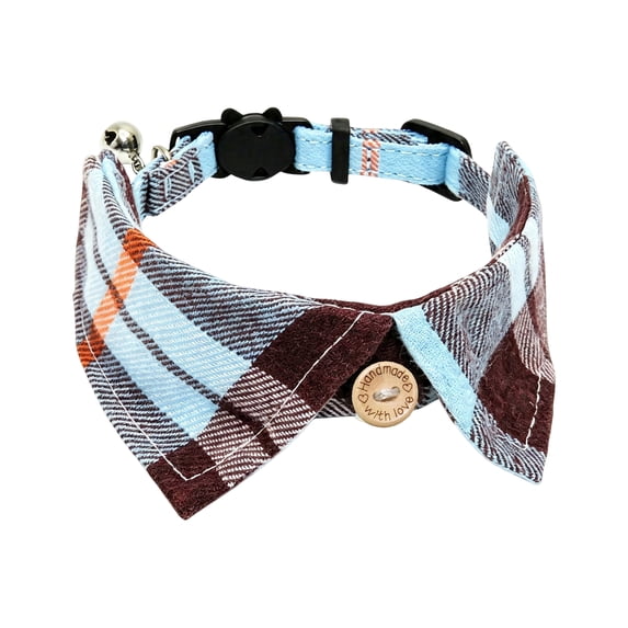 Gardjoe British Plaid Bow Tie Cat Collar with Gentleman Tuxedo Design and Jingle Bell for Small Cats Formal Dress Up Photo Prop