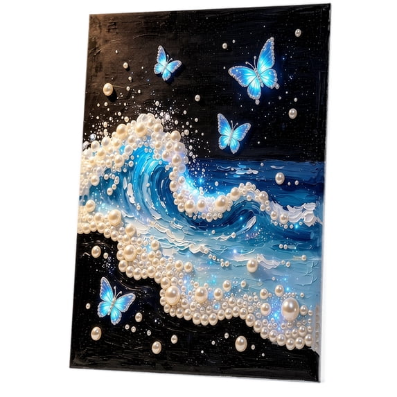 Gardjoe DIY 3D Pearl Painting Kit with Wooden Frame - Upgraded Diamond Art Kits for Adults, Ready to Hang Gem Painting, Relaxing Paint by Numbers, Creative Mosaic Craft