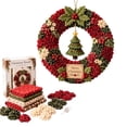 thumbnail image 1 of Gardjoe Fabric Punch Needle Wreath DIY Kit with Floral Embroidery Design, Christmas Wall Hanging Decor Craft Set for Beginners and Adults, 1 of 4