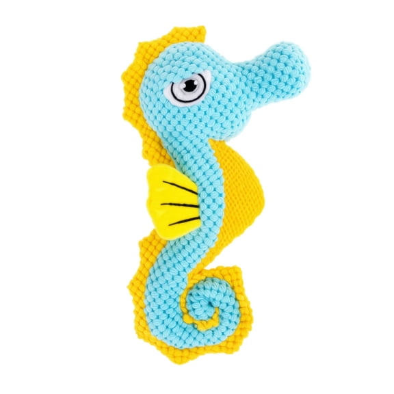 Gardjoe Fun-Loving Seahorse Squeaky Toy for Dogs:Tough Chewing Relief&Teething Aid,11.8-Inch Soft Plush with Knotted Body for Tugging&Crate Entertainment,1-Pack