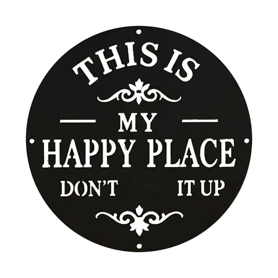 Gardjoe Funny Garden Metal Sign, This Is My Happy Place Don't F It up Sign, Vintage Outdoor Garden Home Wall Decor Housewarming Welcome Sign for Office Bar