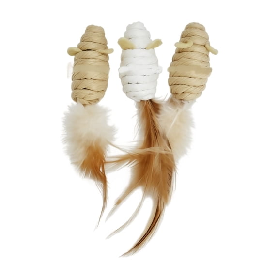 Gardjoe Get Your Cat Moving with This Felt Feather Teaser & Mice Toy Set, 12.20 Inch Wand for Pouncing Games, 3-Piece Indoor Play Pac