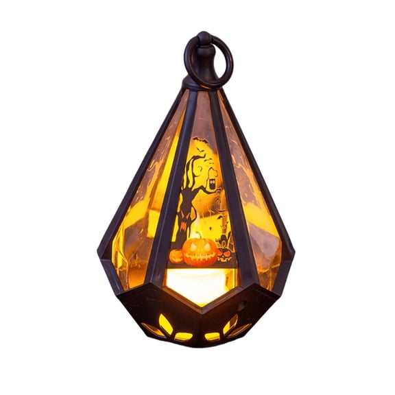 Gardjoe Halloween LED Lantern Lights, 3D Paper Cut Shadow Lantern,Spooky Pumpkin Witch Castle Ornament