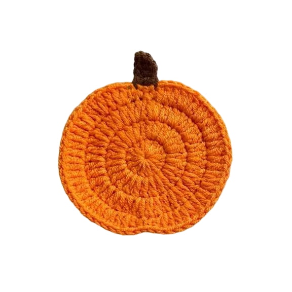 Gardjoe Hand-crocheted Halloween pumpkin coasters 3.94x3.94in with 5 style options, knit yarn heat resistant mug rugs handmade drink mats perfect for coffee cups and cute fall table decoration