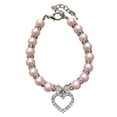 thumbnail image 1 of Gardjoe Pearl Beaded Pet Necklace Collar with Heart Shaped Rhinestone Pendant and Elastic Stretch Design for Small Dog Cat Daily Dress Up, 1 of 2